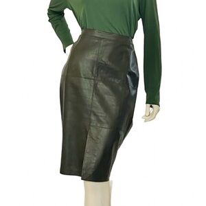 White House Black Market Dark Leather Pencil Skirt